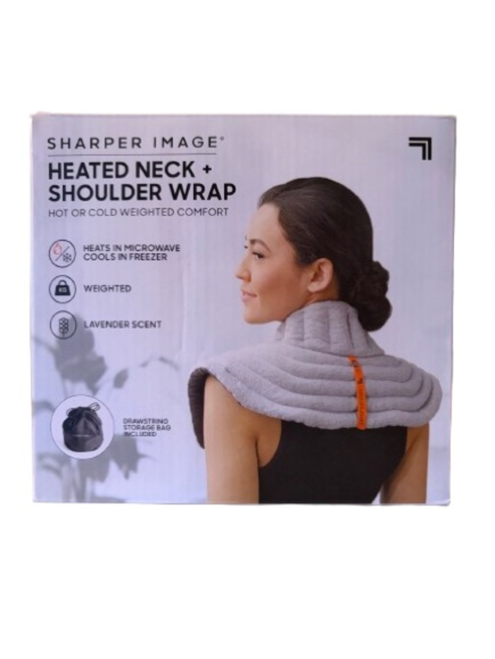 Sharper Image Heated Neck & Shoulder Wrap Gray w/ Bag Weighted Aromatherapy Spa